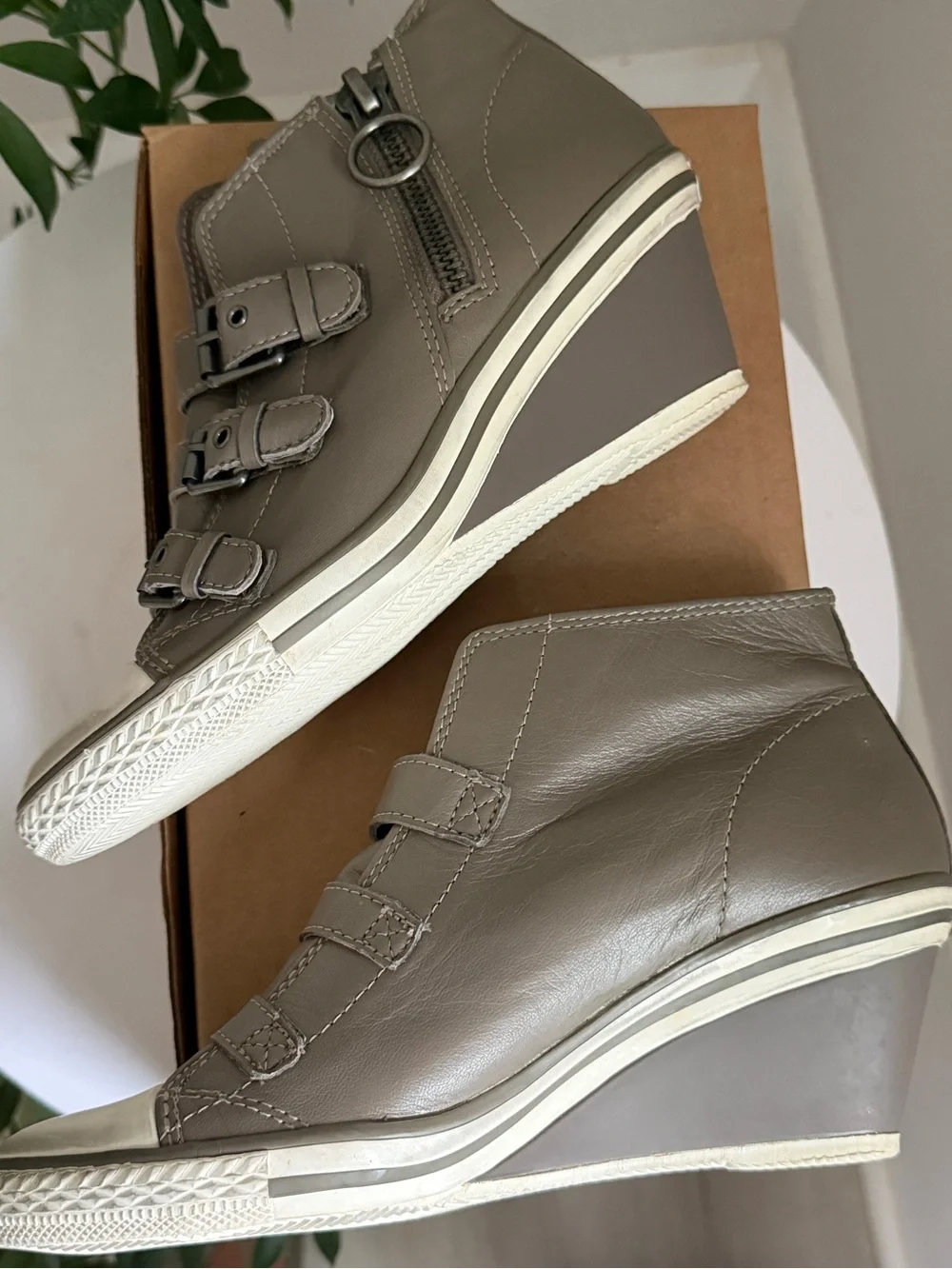 Ash Thelma Wedge High-Top Sneakers with Buckle Straps